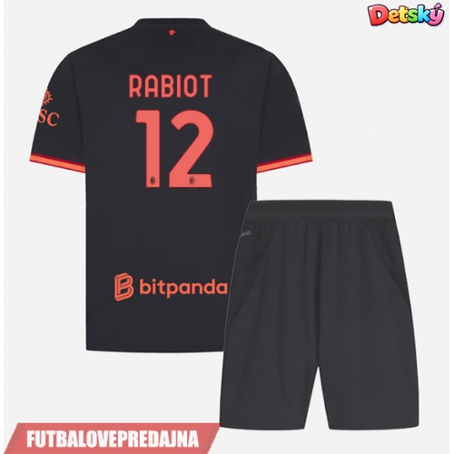 Lacne Dětský Futbalové dres AC Milan Adrien Rabiot #12 2026-27 Krátky Rukáv - Tretina (+ trenírky)